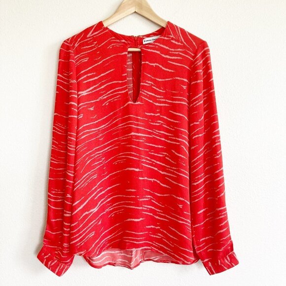 Karina Grimaldi Tops - Karina Grimaldi Animal Print Keyhole Blouse Top